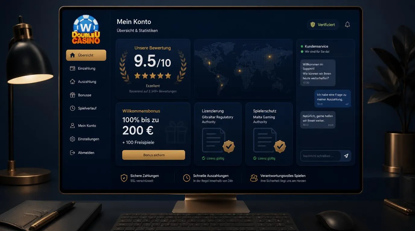 Casino-Bewertung mit 9,5 von 10 Punkten, internationaler Lizenzprüfung und Willkommensbonus